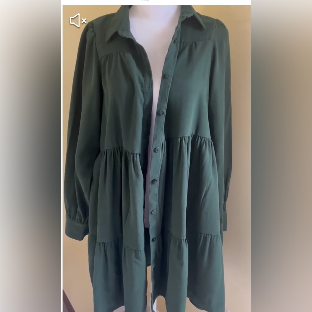 Zara Dark Green Tiered Dress - Picture 5 of 10